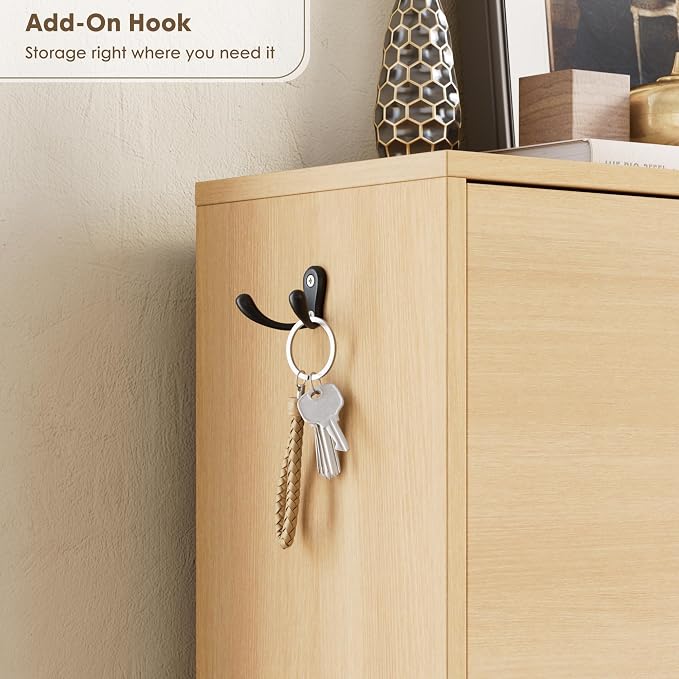 Nicetree Shoe Storage Cabinet with 2 Flip Drawers, Slim Shoe Cabinet, Hidden Shoe Rack Cabinet, Shoe Storage Cabinet for Entryway, Hallway, Foyer, Natural Oak