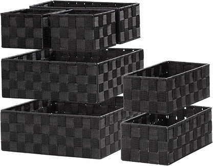 Posprica Small Baskets for Organizing(7 Set) Woven Storage for Shelves, Bathroom, Decorative Closet Organizer, Dresser Bins, Shelf