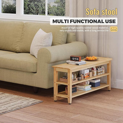 Wood Shoe Bench for Entryway,Bench with Shoe Rack,Storage Shoe Organizer for Hallway,Living Room,Bedroom (Natural, 39.37''W×11.81‘’D×17.71‘’H)