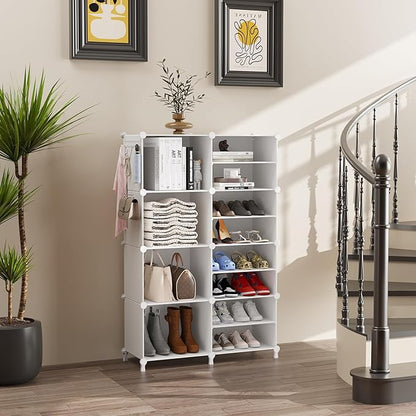 AWTATOS Closet Organizer 8 Cube Storage Shelves Closet Clothes Organizers and Storage Stackable Cubby Shelving for Closet Bedroom Living Room Office White