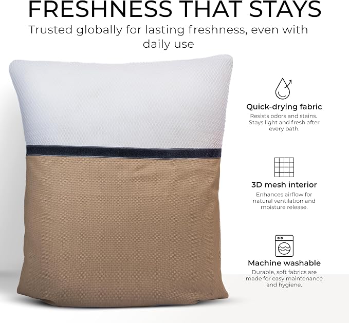 Luxury Bath Pillow for Tub - Thick and Comfortable Bathtub Pillow Support for Head and Neck and Back - Washable Quick-Drying Bath Pillows - Bath Cushion for Home Spa - Fits Any Bathtub - Sand