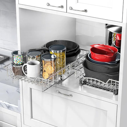 Simple Houseware Under Cabinet Pull Out Sliding Shelf Drawer Organizer, 18" D x 11" W