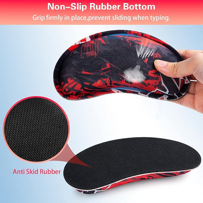 Mouse Wrist Rest, Canjoy 2 Pack Memory Foam Soft Fabric Mouse Wrist Rest Pad Support Cushion with Anti-Skid Rubber Base,Ergonomic Pain Relief Mouse Hand Rest (Black Red)