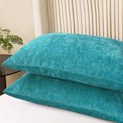 CaliTime Throw Pillow Covers Decorative 20 X 26 Inches Pack of 2 Cozy Chenille Standard Pillow Shams Cases for Couch Sofa Bed Living Room Home Lake Blue