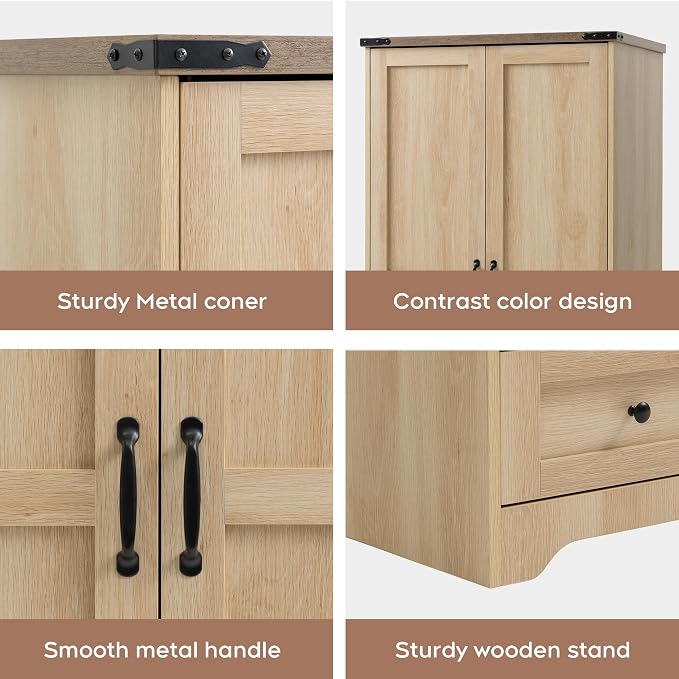 Brafab Armoire Wardrobe Closet with 2 Modern Doors Set of 2, 71" Tall Freestanding Closet Wardrobe Cabinet with Drawers and Hanging Rail, Wooden Storage Cabinet with Shelve for Bedroom, Natural