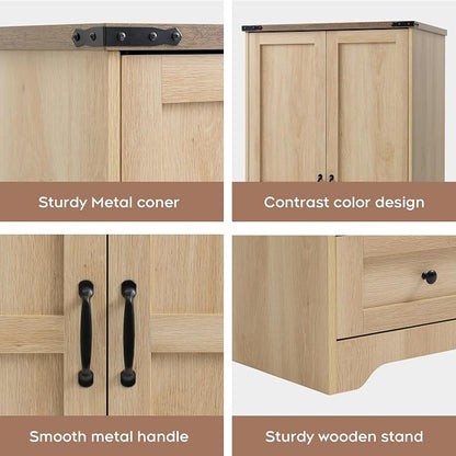 Brafab Armoire Wardrobe Closet with 2 Modern Doors Set of 2, 71" Tall Freestanding Closet Wardrobe Cabinet with Drawers and Hanging Rail, Wooden Storage Cabinet with Shelve for Bedroom, Natural