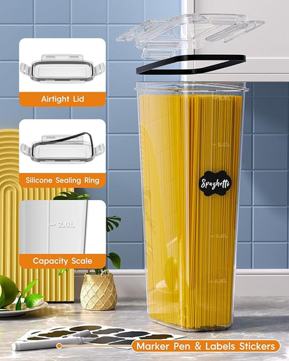 30 PCS Airtight Food Storage Containers with Lids, Kitchen Pantry Organization and Storage, BPA-Free Plastic Scale Food Canisters for Cereal, Flour, Sugar, Dry Food, Include Labels & Marker