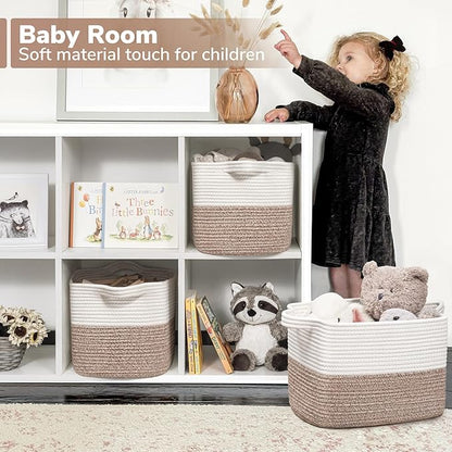 Goodpick Cube Storage Bins - Shelf Baskets for Toys Storage, Closet Storage Bins for Towel Book Clothes, Woven Basket for Shelves Baby Laundry Basket, 13''x10''x9''