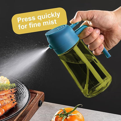 CXINYI - 16oz/470ml Olive Oil Dispenser for Kitchen with Stickers - 2 in 1 Olive Oil Sprayer for Cooking, Air Fryer, and Salad, Black&Blue (Light-Proof Kitchen Gadget)