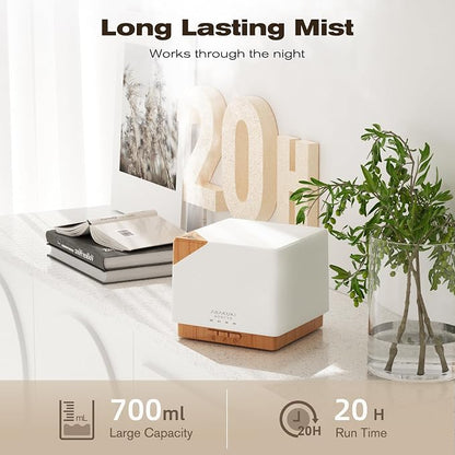 ASAKUKI Essential Oil Diffuser for Home, Large 700 ml Humidifier with Automatic Shut-Off, Scent Aromatherapy Diffuser with 7 LED Lights for Living Room, Kitchen, Bedroom, Hotel - Yellow