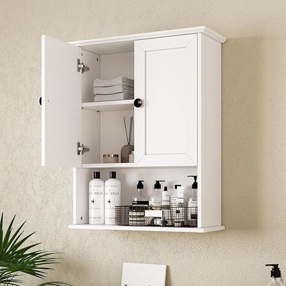 Medicine Cabinet, Above Toilet Storage Cabinet, 24x30 Inch Bathroom Wall Cabinet Over Toilet with 2 Soft-Close Shaker Doors & Adjustable Wood Shelf, Bathroom Cabinet Wall Mount White