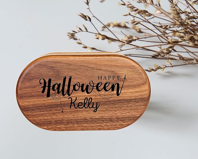 Wooden Jewelry Box Handmade - Personalized Jewelry Box for Women - Custom Name Gift for her, Oval Organizer with Magnetic Closure