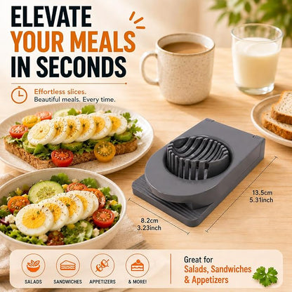 FANTEXY Egg Slicer for Hard Boiled Eggs,Hard Boiled Egg Slicer With Stainless Steel Wires,Eggs Cutter,Fruit Cutter for Strawberries,Kiwis and Grapes,Soft Cheese,Easy to Clean and Store(Gray)