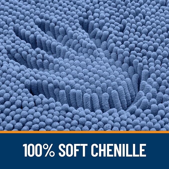 OLANLY Large Bathroom Rugs 40x32, Soft Absorbent Chenille Bath Rugs, Rubber Backing Quick Dry, Machine Washable Bath Mats for Bathroom Floor, Tub and Shower, Home Decor Accessories, Cornflower Blue