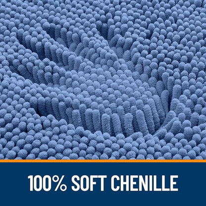 OLANLY Small Bathroom Rugs 24x16, Soft Absorbent Chenille Bath Rugs, Rubber Backing Quick Dry, Machine Washable Bath Mats for Bathroom Floor, Tub and Shower, Home Decor Accessories, Cornflower Blue