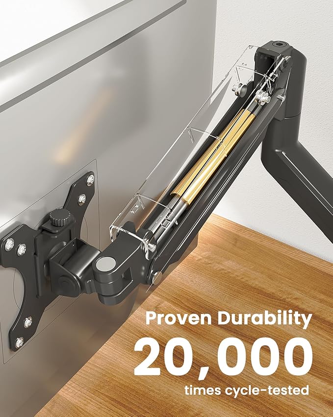 ErGear Single Monitor Arm for 13-36 inch Screens, Adjustable Gas Spring Monitor Mount Holds up to 22 lbs, Computer Monitor Stand with VESA Mount, C-Clamp & Grommet Base, Max VESA 100x100mm