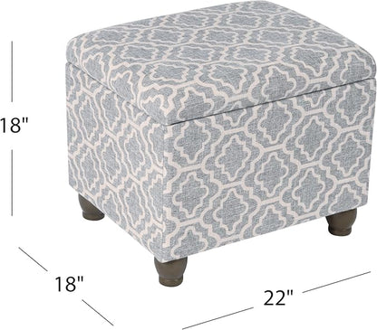 Spatial Order Home Decor | Upholstered MediumRectangular Storage Ottoman | Hinged Lid Ottoman with Storage for Living Room & Bedroom,Gray Geometric