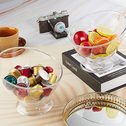 Zubebe 2 Pcs Clear Coffee Pod Holder, Large Plastic Coffee Organizer, Countertop Capsule Creamer Container, Versatile Candy Dish Salad Bowl Fruit Jar for Kitchen Office Bar
