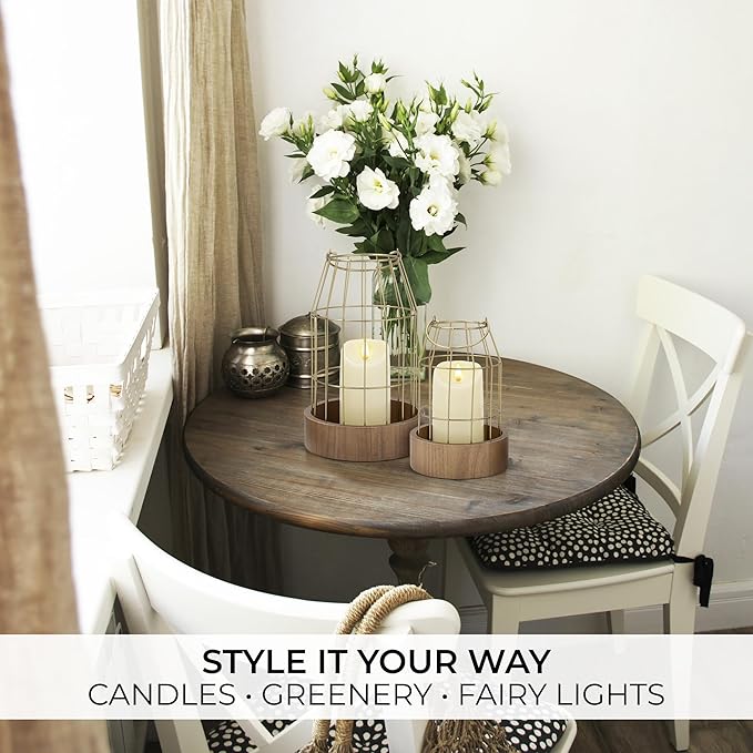 Rustic Farmhouse Lantern Decor Set of 2 - Stylish Decorative Lanterns for Your Living Room, Fireplace Mantle or Kitchen Dining Table - Modern Indoor/Outdoor Coffee Table Decor for Your Entire Home