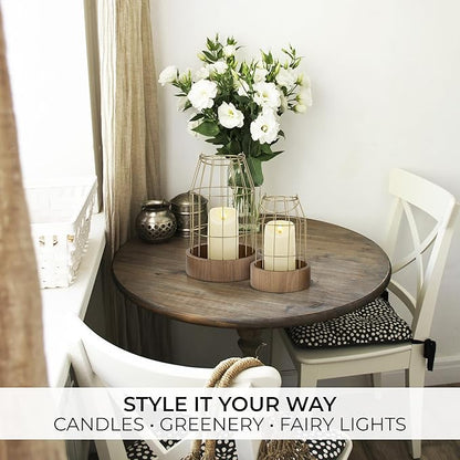 Rustic Farmhouse Lantern Decor Set of 2 - Stylish Decorative Lanterns for Your Living Room, Fireplace Mantle or Kitchen Dining Table - Modern Indoor/Outdoor Coffee Table Decor for Your Entire Home