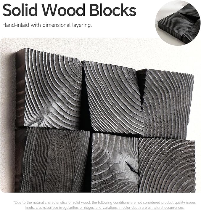 Black and White 3D Textured Abstract Wall Art, Large Modern Wood Artwork for Walls, Minimalist Geometric Wooden Texture Wall Decor for Living Room Entryway Dining Room Hallway Bedroom Home Office
