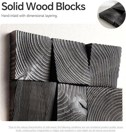 Black and White 3D Textured Abstract Wall Art, Large Modern Wood Artwork for Walls, Minimalist Geometric Wooden Texture Wall Decor for Living Room Entryway Dining Room Hallway Bedroom Home Office