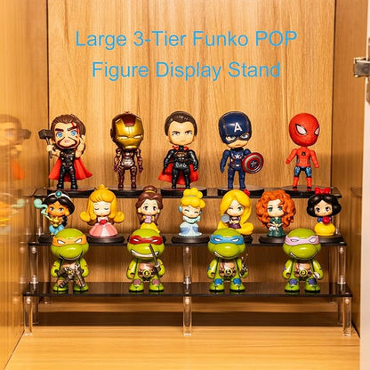 HENABLE Black 14.8 IN Large Acrylic Perfume Organizer Stand, Clear Display Risers for Perfume, Cologne, Cosmetic, Skincare, Funko POP, Dessert Display, Cupcake Stand Holder