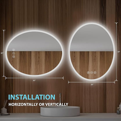 Blossom 20'' x 30'' LED Mirror for Bathroom Lighted Vanity Mirror for Wall Front Lights + Backlit LED Bathroom Mirror Anti-Fog Tempered Glass ETL Listed, Wall Mounted LED Vanity Mirror