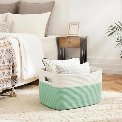 Artfeel Blanket Basket,Rectangle Woven Baskets for Storage,100L Laundry Basket for Decorative Nursery Blanket,Toys,Dirty Clothes and Magazine in Shelves,Baby Room,and Living Room