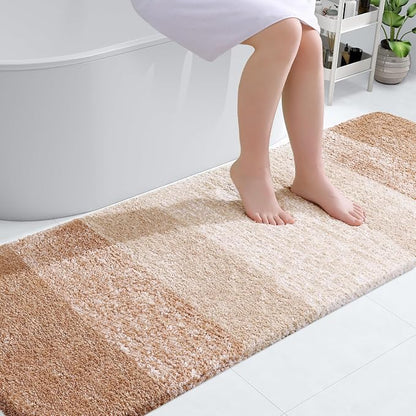 OLANLY Bathroom Runner Rugs Mat 70x24, Extra Soft Absorbent Microfiber Bath Rugs, Rubber Backing, Quick Dry, Washable Long Bath Mats for Bathroom Floor, Tub and Shower, Home Decor Accessories, Beige