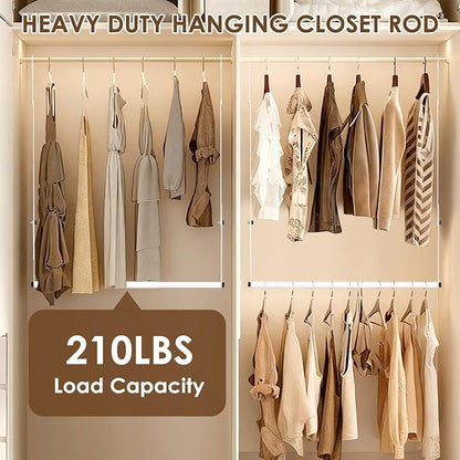 Closet Rod Extenders - White Adjustable Closet Hanging Bar, Width & Height Expandable Clothes Rod, Space-Saving Closet Organizer for Hanging Clothes, Easy Installation, 1 Pack