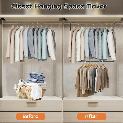 Hanging Closet Rod Adjustable Width Height Closet Rods For Hanging Clothes Black 2 Pack Closet Extender Hanging Rod Clothes Space-Saving Hanging Bar Organizer