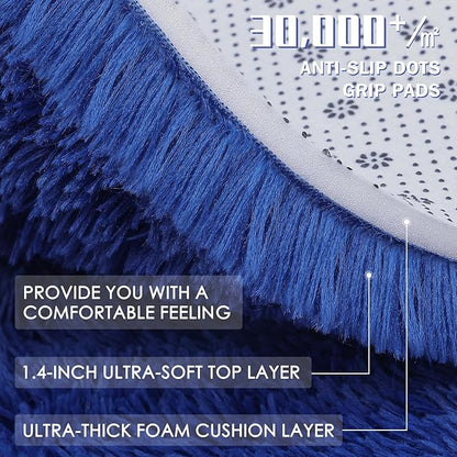 OLANLY 7x8 Machine Washable Large Area Rugs for Living Room, Bedroom, Soft Fluffy Shaggy Bedside Rug, Indoor Floor Carpet for Kids Girls and Boys, Dorms, Nursery, Home Decor Aesthetic, Navy Blue