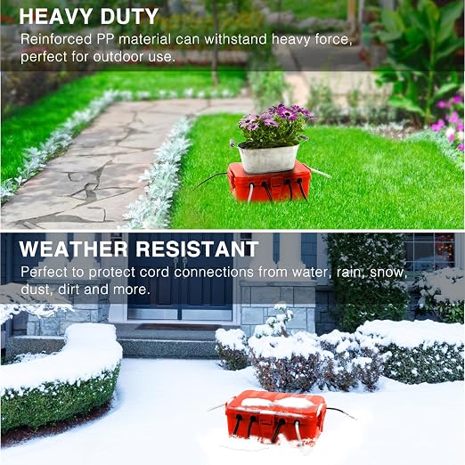 Flemoon Large Outdoor Electrical Box (12.5 x 8.5 x 5 inch), IP54 Waterproof Outdoor Extension Cord Cover Weatherproof, Protect Outlet, Plug, Socket, Timer, Power Strip, Holiday Light Decoration, Red