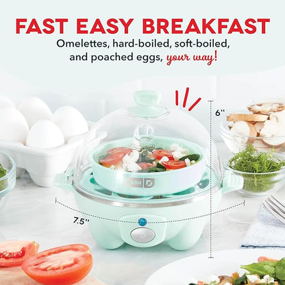 Dash Rapid Egg Cooker - Boiler, Poacher & Steamer - Includes Measuring & Recipe Guide - Dishwasher Safe - Holds 7 Eggs, Aqua