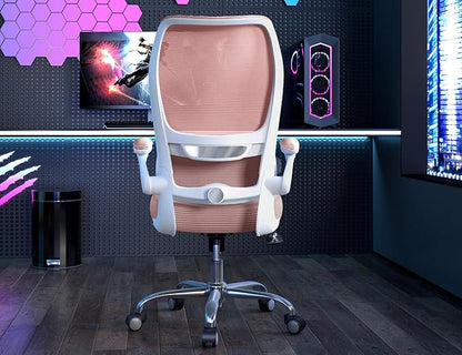 TRALT Ergonomic Office Chair - Desk Chair with Wave High Back Adjustable Lumbar Support Computer Chair - Gaming Chairs Mesh Backrest and PU Leather Seat for Home Reading Chairs to Adults(PIK)