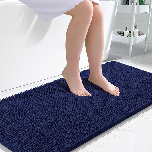 OLANLY Large Bathroom Rugs 50x30, Soft Absorbent Chenille Bath Rugs, Rubber Backing Quick Dry, Machine Washable Bath Mats for Bathroom Floor, Tub and Shower, Home Decor Accessories, Twilight Sapphire
