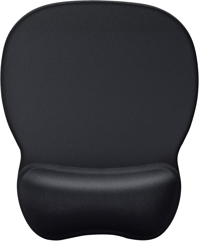 MROCO Ergonomic Mouse Pad with Gel Wrist Rest, 9.4 x 8.1 in, Black | Ergonomic Shape Design for Pain Relief, Cooling Feel Gel Cushioning for Wrist Comfort, Smooth Lycra Surface, Non-Slip PU Base