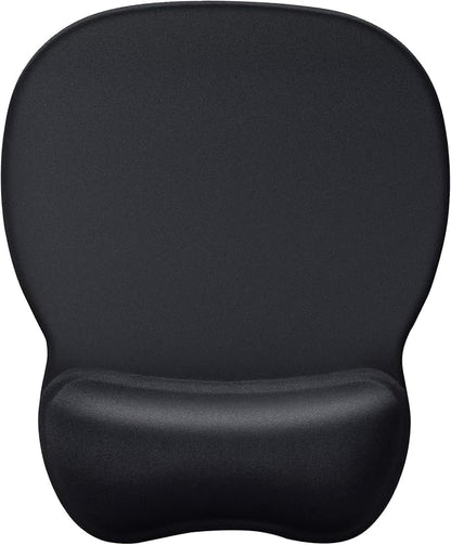 MROCO Ergonomic Mouse Pad with Gel Wrist Rest, 9.4 x 8.1 in, Black | Ergonomic Shape Design for Pain Relief, Cooling Feel Gel Cushioning for Wrist Comfort, Smooth Lycra Surface, Non-Slip PU Base