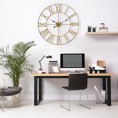 Sorbus Large Wall Clock for Living Room Decor - 24 inch Big Wall Clock Decorative - Battery Operated - Roman Numeral Analog Large Clock for Bedroom, Room, Home, Kitchen, Office, Wall Decor (Gold)