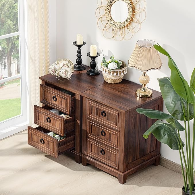 Farmhouse Coffee Table Set of 3, Furniture Set, Coffee Table with Hidden Storage Organizer and Nightsand 3-Piece Set, Large Country Natural Center Table Set for Living Room,Office, Home
