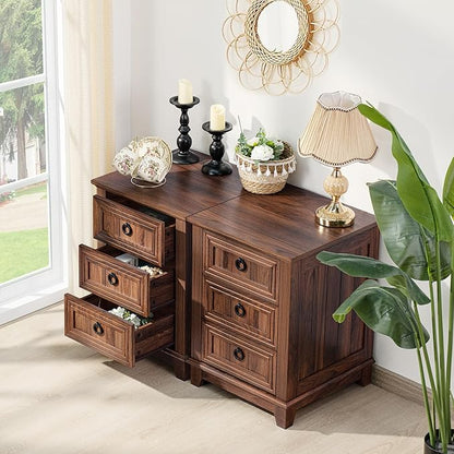 Farmhouse Coffee Table Set of 3, Furniture Set, Coffee Table with Hidden Storage Organizer and Nightsand 3-Piece Set, Large Country Natural Center Table Set for Living Room,Office, Home