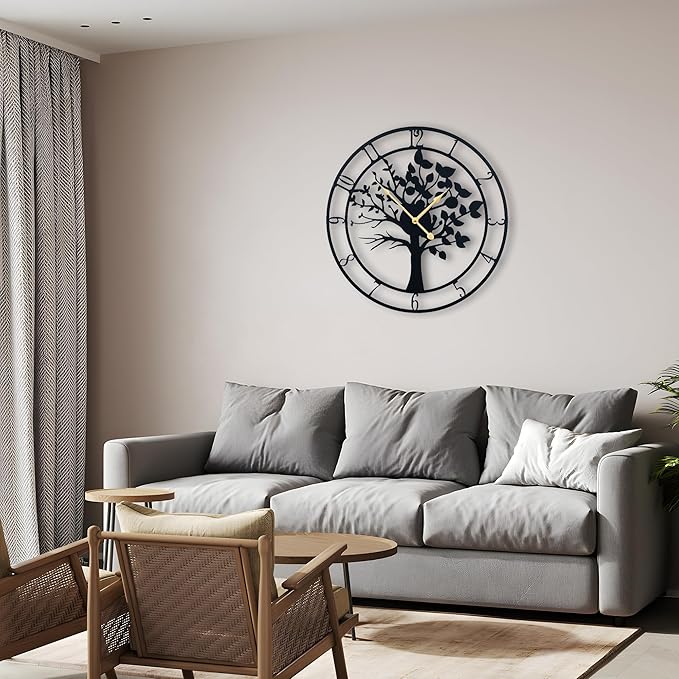 Blorple 30inch/76cm Extra Large Tree of Life Wall Clocks for Living Room Decor,Bedroom,Battery Operated,Metal,Decorative,Analog,Silent,Non Ticking Wall Clock,Room Wall Decor (Tree of Life, 30 inches)