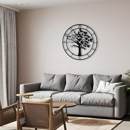 Blorple 30inch/76cm Extra Large Tree of Life Wall Clocks for Living Room Decor,Bedroom,Battery Operated,Metal,Decorative,Analog,Silent,Non Ticking Wall Clock,Room Wall Decor (Tree of Life, 30 inches)