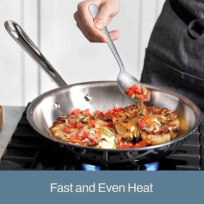 All-Clad D3® Stainless Steel 8 and 10 inch Frying Pans Set - Made in the USA- The Original Bonded Professional Cookware- Oven Safe & Induction Compatible