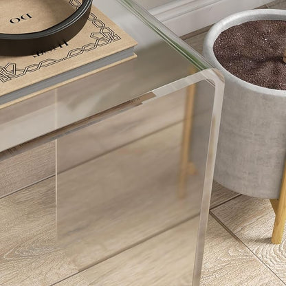 HOMCOM 21" Long Rectangle All Acrylic 12mm Thick Waterfall Coffee Table, Clear