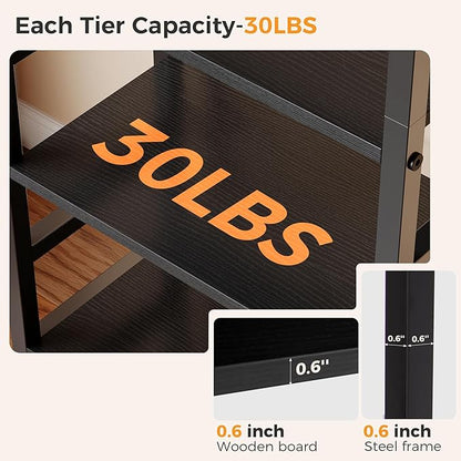DUMOS 5-Tier Bookshelf, Modern Tall Bookcase, Open Storage Display Shelf for Living Room, Bedroom, Home Office, Narrow Standing Shelving Unit for Books, CDs, Décor，Modern Black