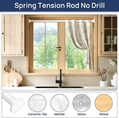 ENJOYBASICS Shower Curtain Rod 30 to 52 Inches, Stainless Steel Adjustable Spring Tension Rods No Drill for Bathroom, Closet, Window, Room Divider, Never Rust, Non Slip, White