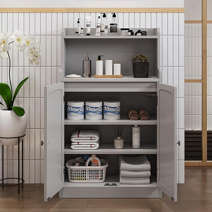 40 Inch Bathroom Storage Cabinet, Freestanding Organizer with 2 Doors, Bath cabinets Floor Standing, Suitable for Dining Room, Kitchen, Living Room, Hallway (Grey)