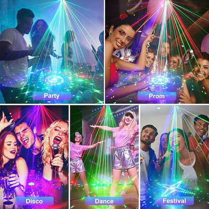 9 Eyes DJ Disco Light, RGB Party Stage Lights by Remote and DMX512 Control, Sound Activated LED Pattern Strobe Lights for Parties Live Light Show Xmas Bar Club Disco Dancing (9 Eyes Lights)